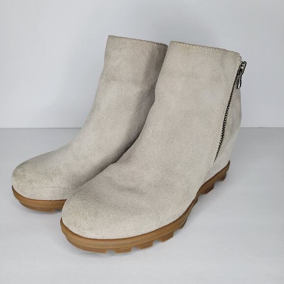 SOREL Joan of Arctic Wedge II Zip sz 8 Soft Taupe - Picture 2 of 13